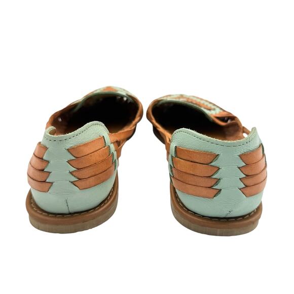 Broken Boots Western Wear Huaraches Turquoise Brown Leather Slip On Moccasins - Picture 5 of 11
